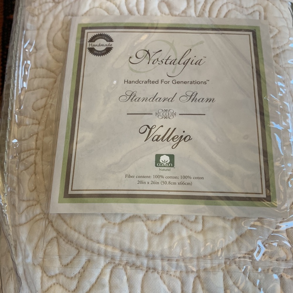 Nostalgia Fairview Ultra Soft Textured Cotton Sham, Ivory, Standard, 20” x 26”